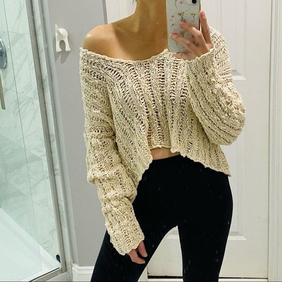Free People Sweaters - Free People crop open knit sweater top